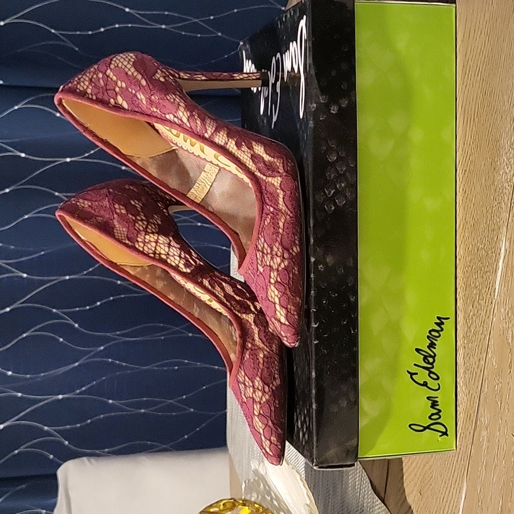 Sam Edelman Hazel cranberry lace heels